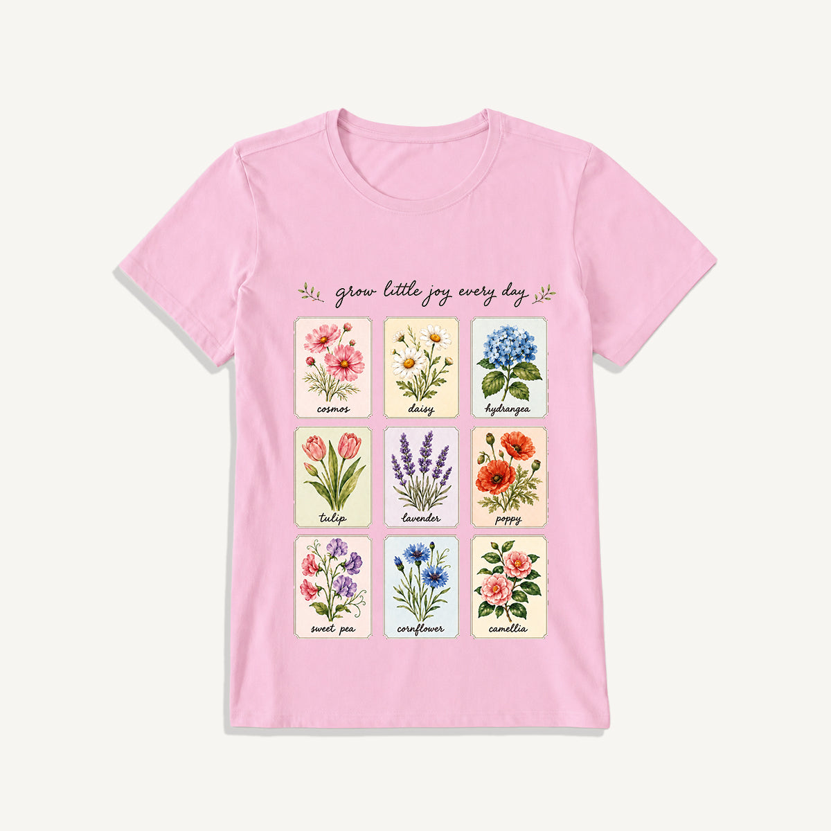 Little Joy Botanical Cards Print Crew Neck Cotton Tee