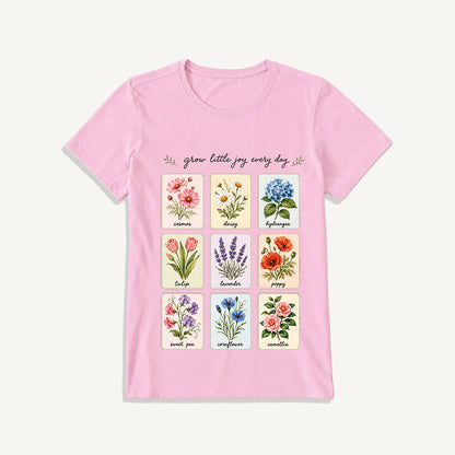 Little Joy Botanical Cards Print Crew Neck Cotton Tee