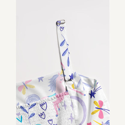 Unicorn Wonderland Print Wide Straps Maxi Dress With Pockets