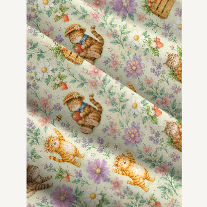 Cottage Kittens Print Wide Straps Maxi Dress With Pockets