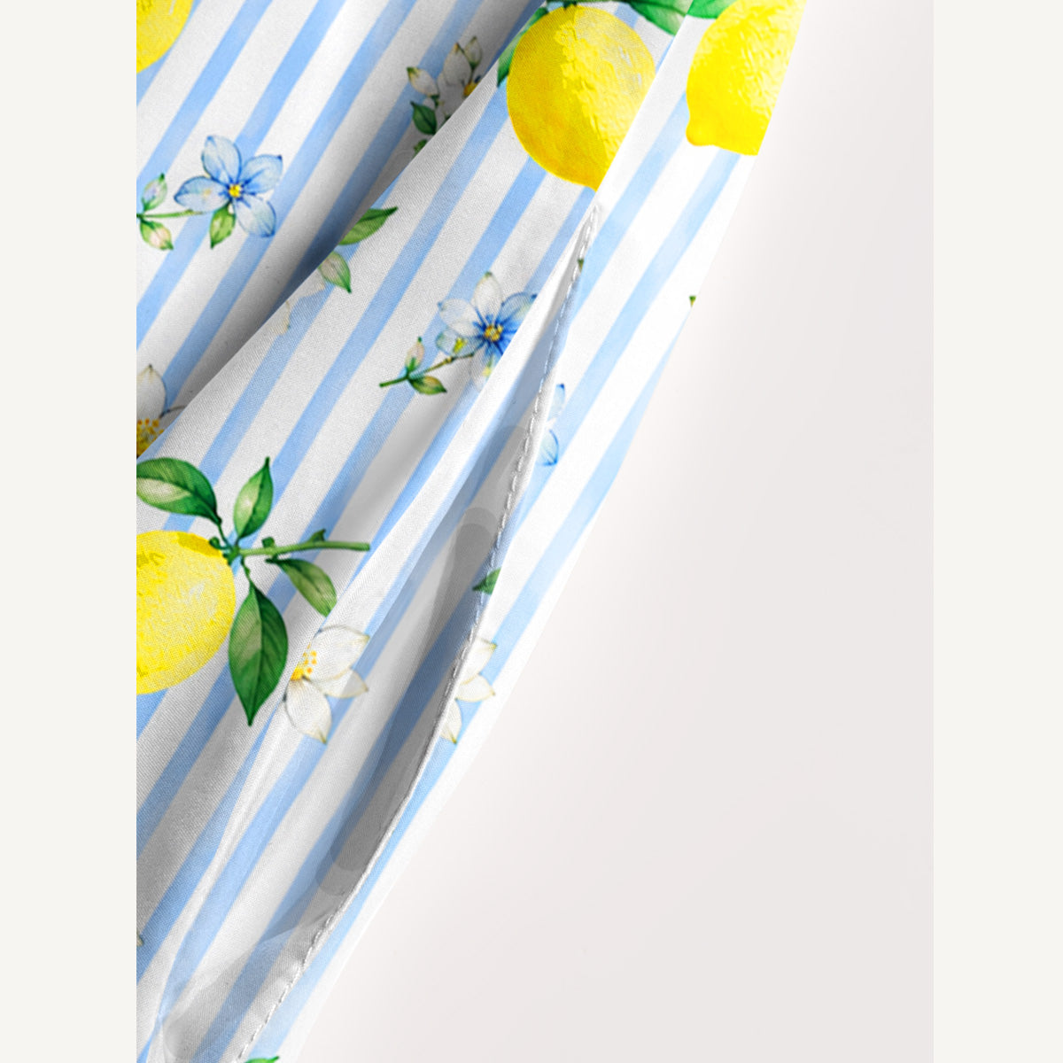 Summer Lemon Print Wide Straps Maxi Dress With Pockets