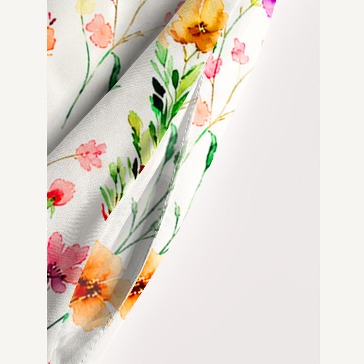 Watercolor Wildflower Print Wide Straps Maxi Dress With Pockets