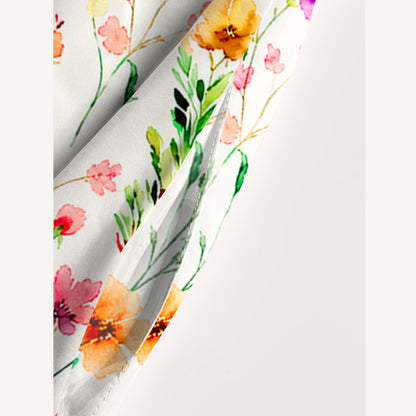 Watercolor Wildflower Print Wide Straps Maxi Dress With Pockets