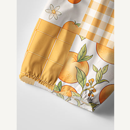 Lemon Sunshine Patchwork Print Boho Tie‑Neck Smock Mini Dress