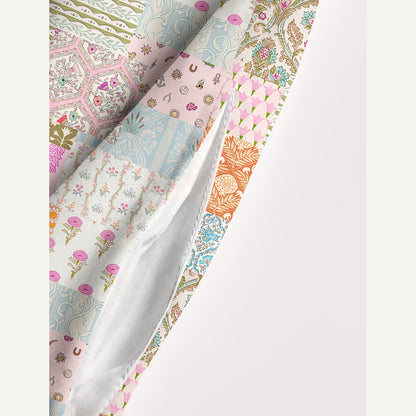Timeless Floral Patchwork Wide Straps Maxi Dress With Pockets