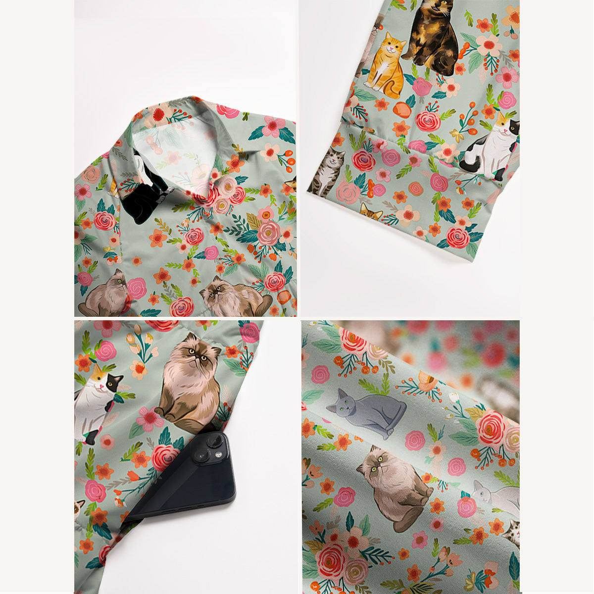 Flower Cat Midi Dress For Women With Pockets