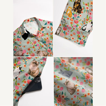 Flower Cat Midi Dress For Women With Pockets
