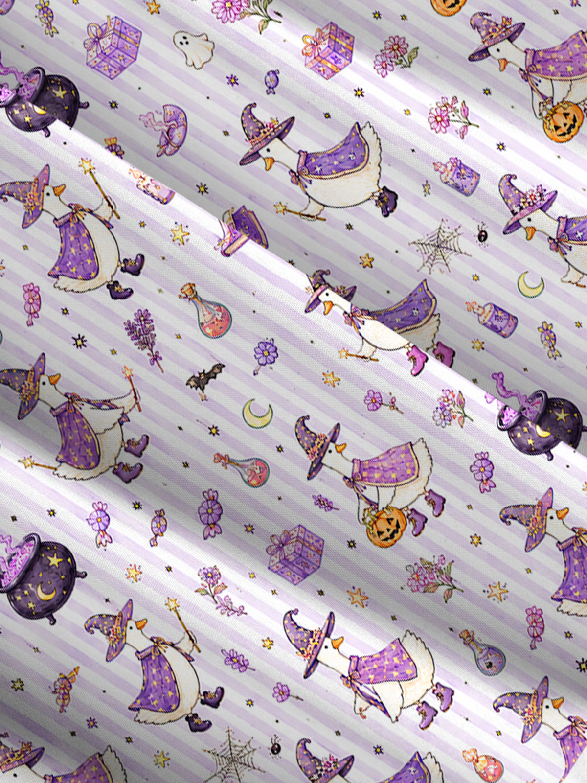 Halloween Witch Gooses Print Wide Straps Maxi Dress With Pockets