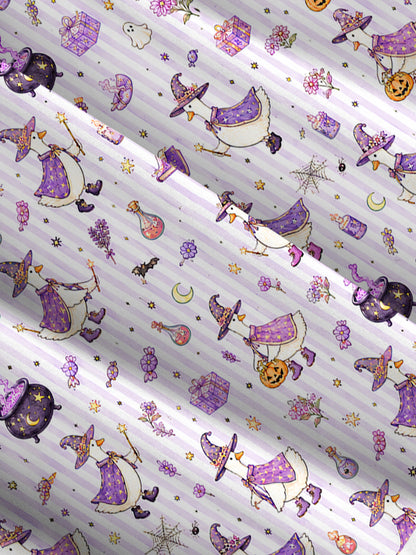 Halloween Witch Gooses Print Wide Straps Maxi Dress With Pockets