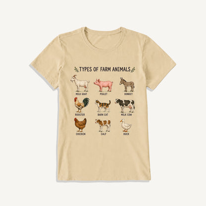 Farm Animal Guide Print Crew Neck Cotton Tee
