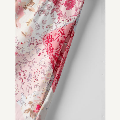 Shabby Chic Floral Patchwork Print Cotton Wide Straps Maxi Dress With Pockets