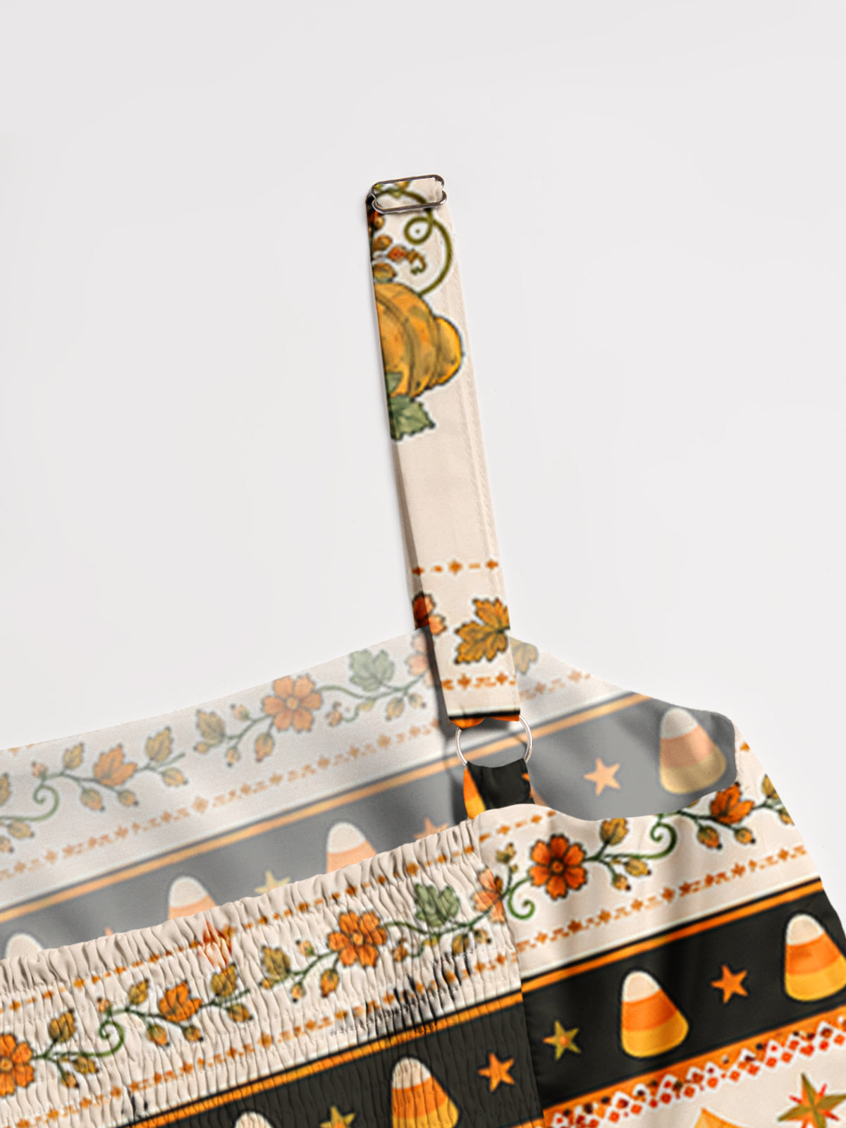 Pumpkin Patch Cats Print Wide Straps Maxi Dress With Pockets