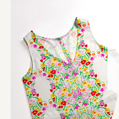 V-Neck Elegant Garden Boho Jumpsuit with Pockets for Women