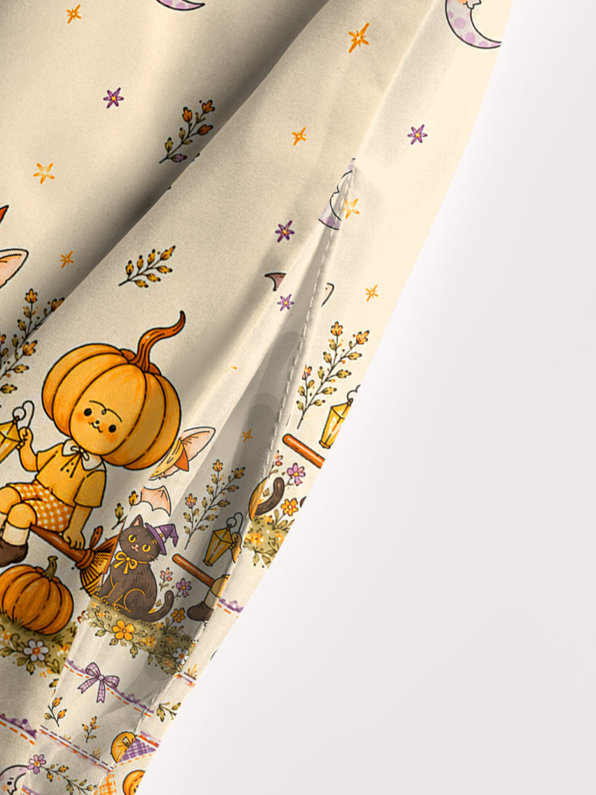 Whimsy Halloween Friends Print Wide Straps Maxi Dress With Pockets
