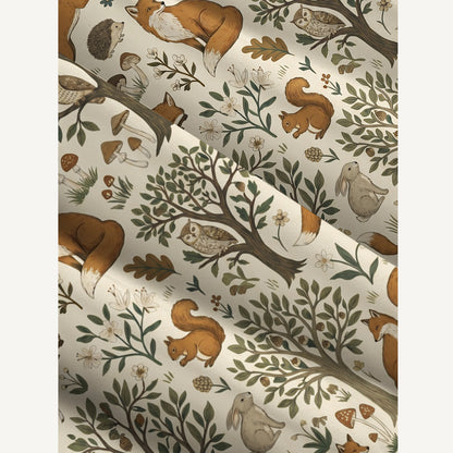 Woodland Creatures Print Wide Straps Maxi Dress With Pockets