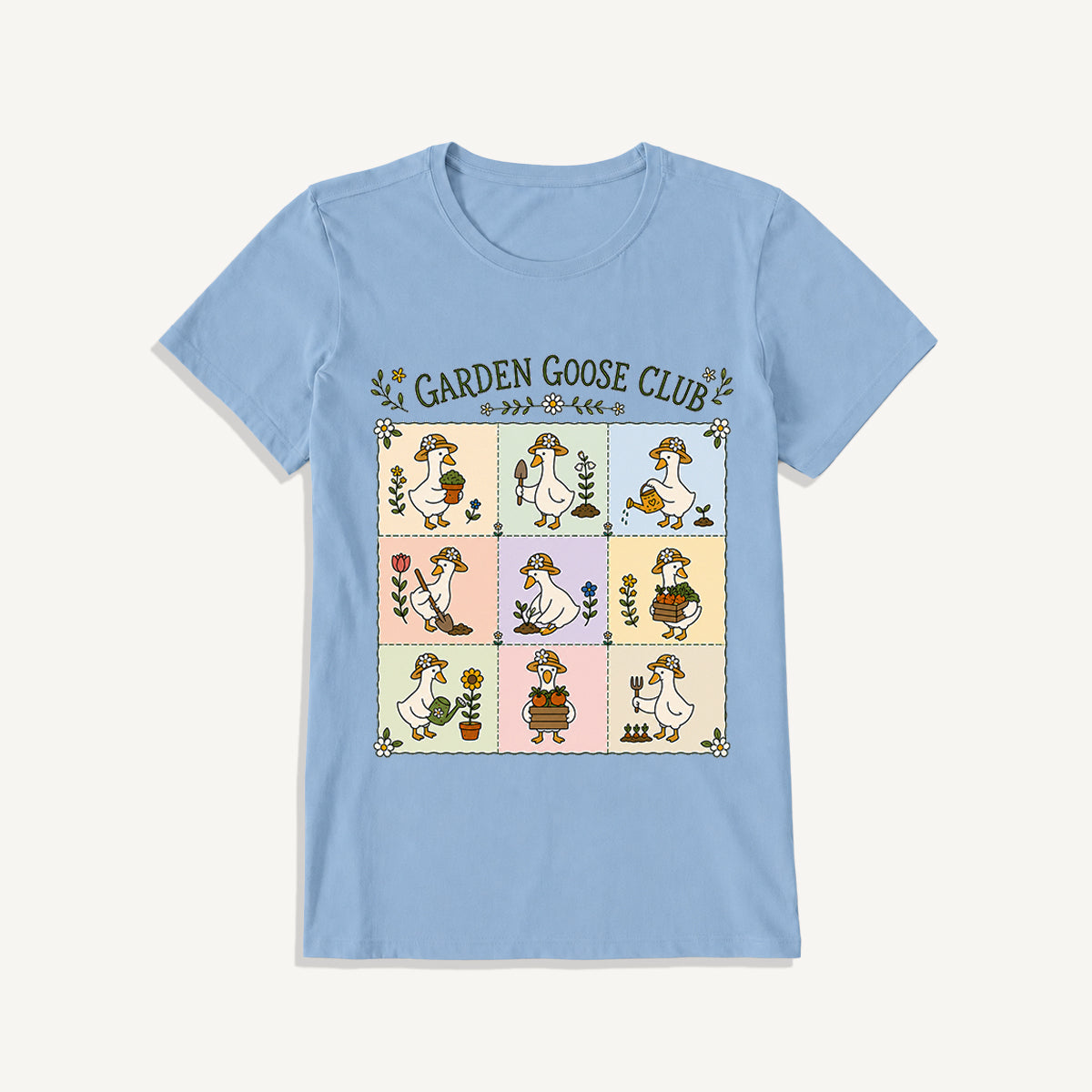 Garden Goose Club Print Crew Neck Cotton Tee