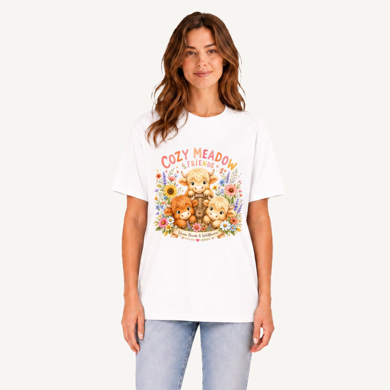Cozy Meadow Coop Print Crew Neck Cotton Tee