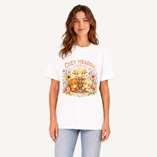 Cozy Meadow Coop Print Crew Neck Cotton Tee