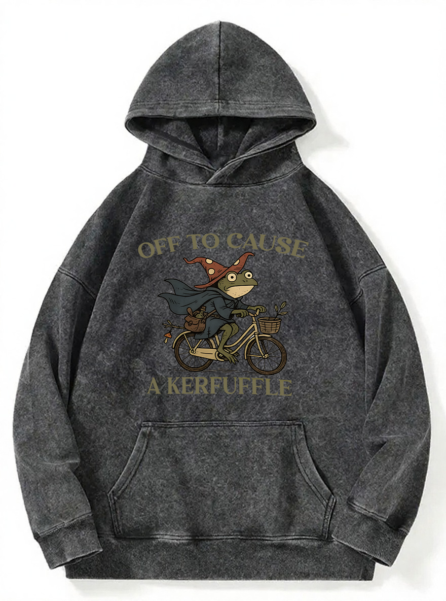 Vintage Off To Cause A Kerfuffle Frog Washed Hoodie