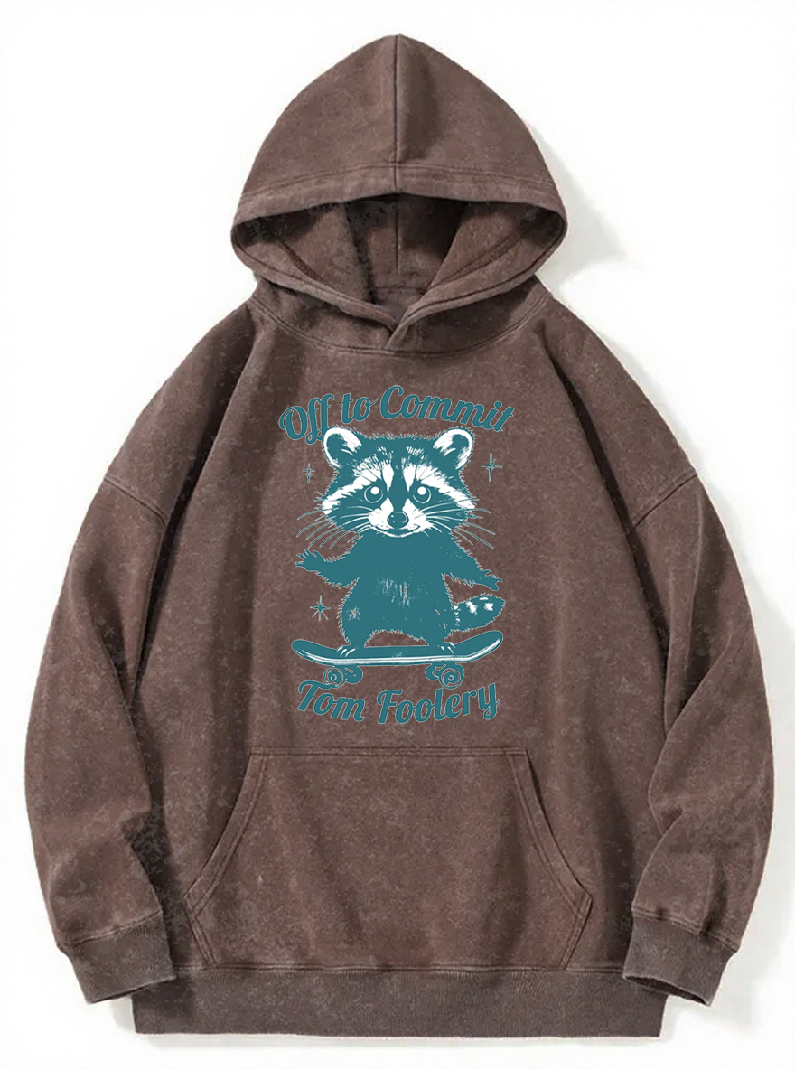 Vintage Off To Commit Tom Foolery Raccoon Washed Hoodie