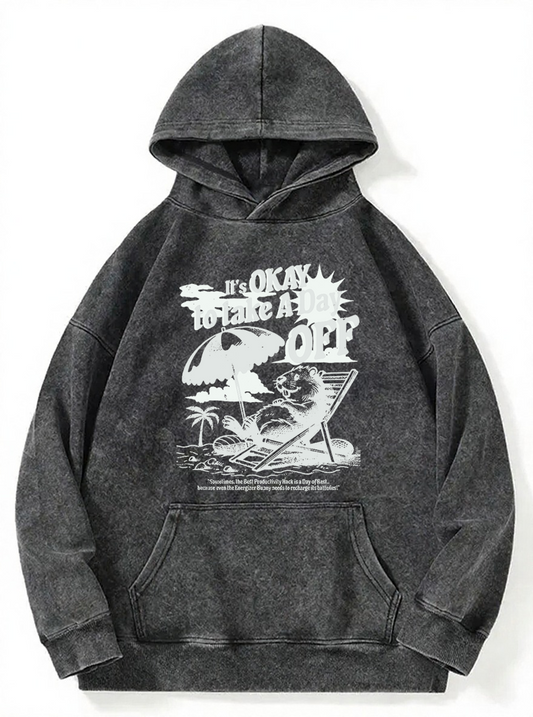 Vintage It'S Okay To Take A Day Off  Mouse Washed Hoodie
