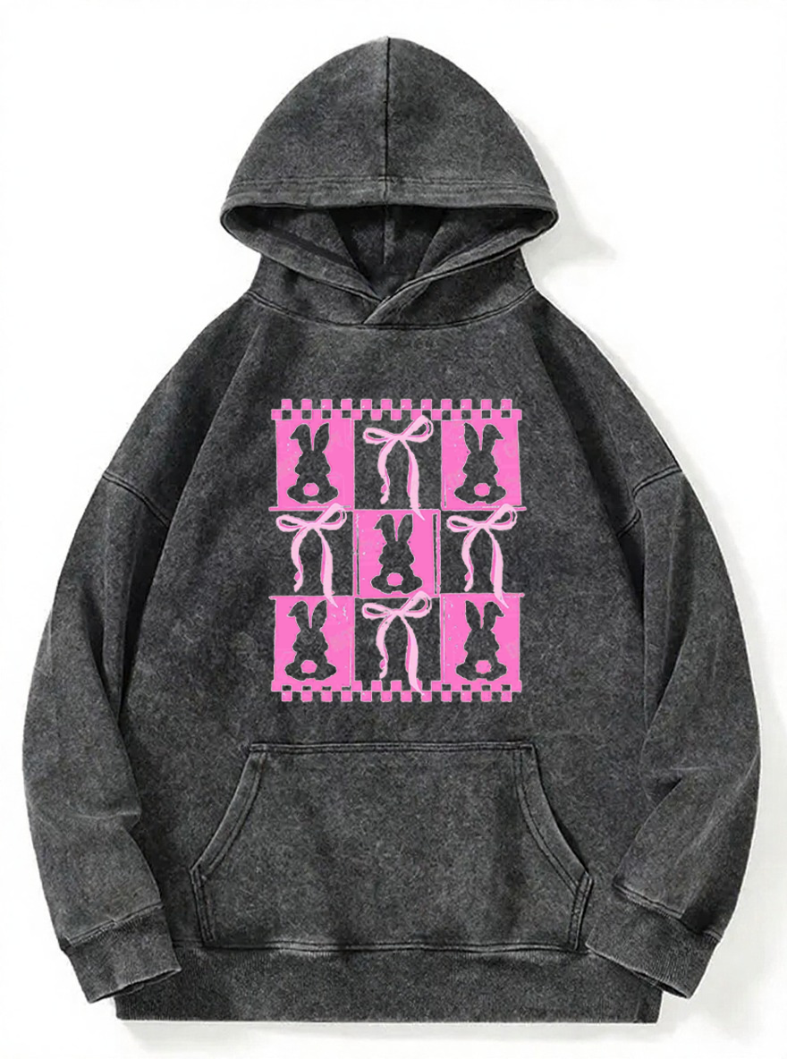 Vintage Checkered Coquette Washed Hoodie