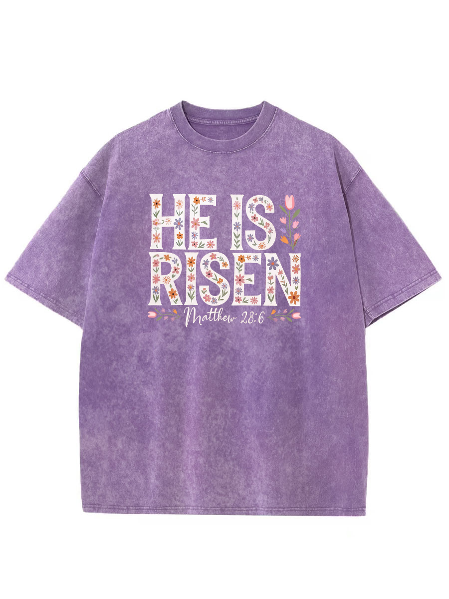 Vintage He Is Risen Christian Washed T-Shirt