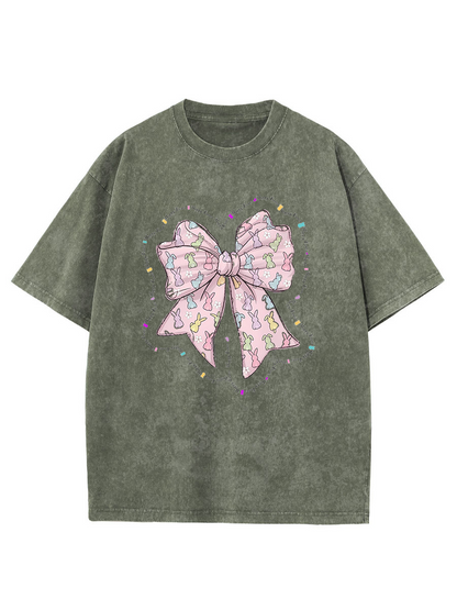 Vintage Easter Pink Bow Washed T-Shirt