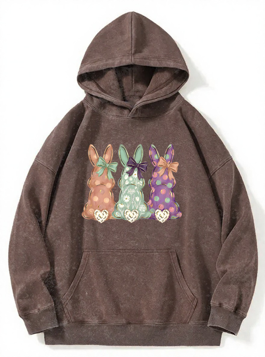 Vintage Bunnies Hand-Painted Washed Hoodie