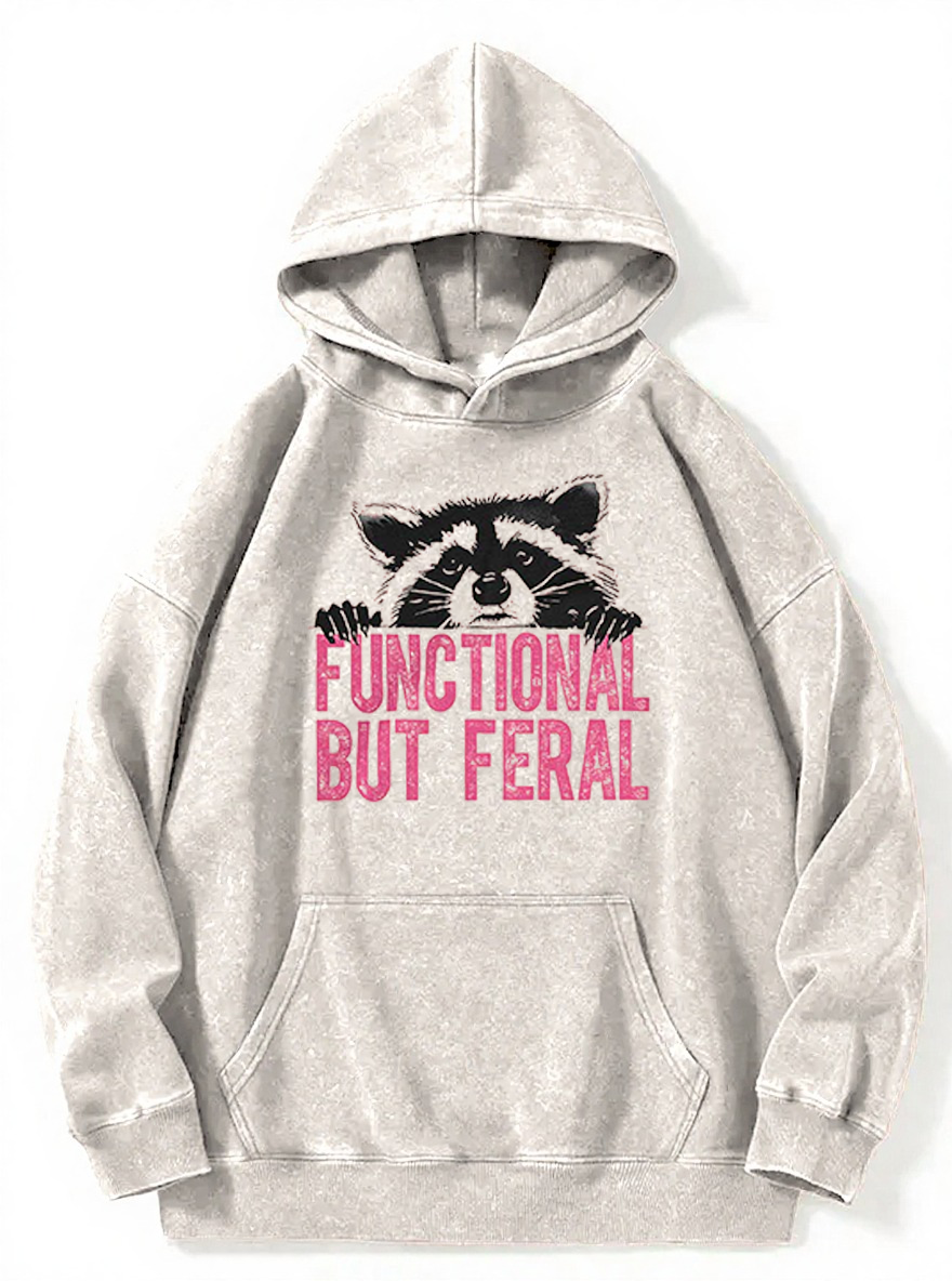 Vintage Functional But Feral Washed Hoodie