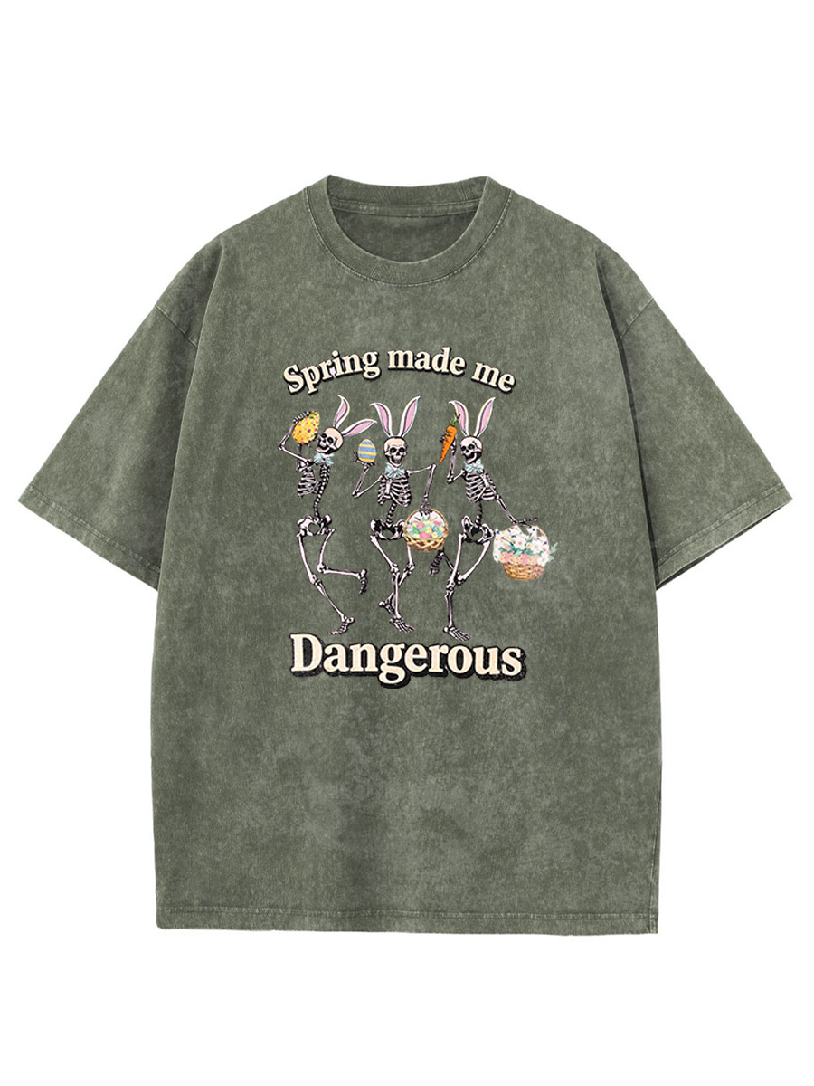 Vintage Spring Made Me Dangerous Washed T-Shirt