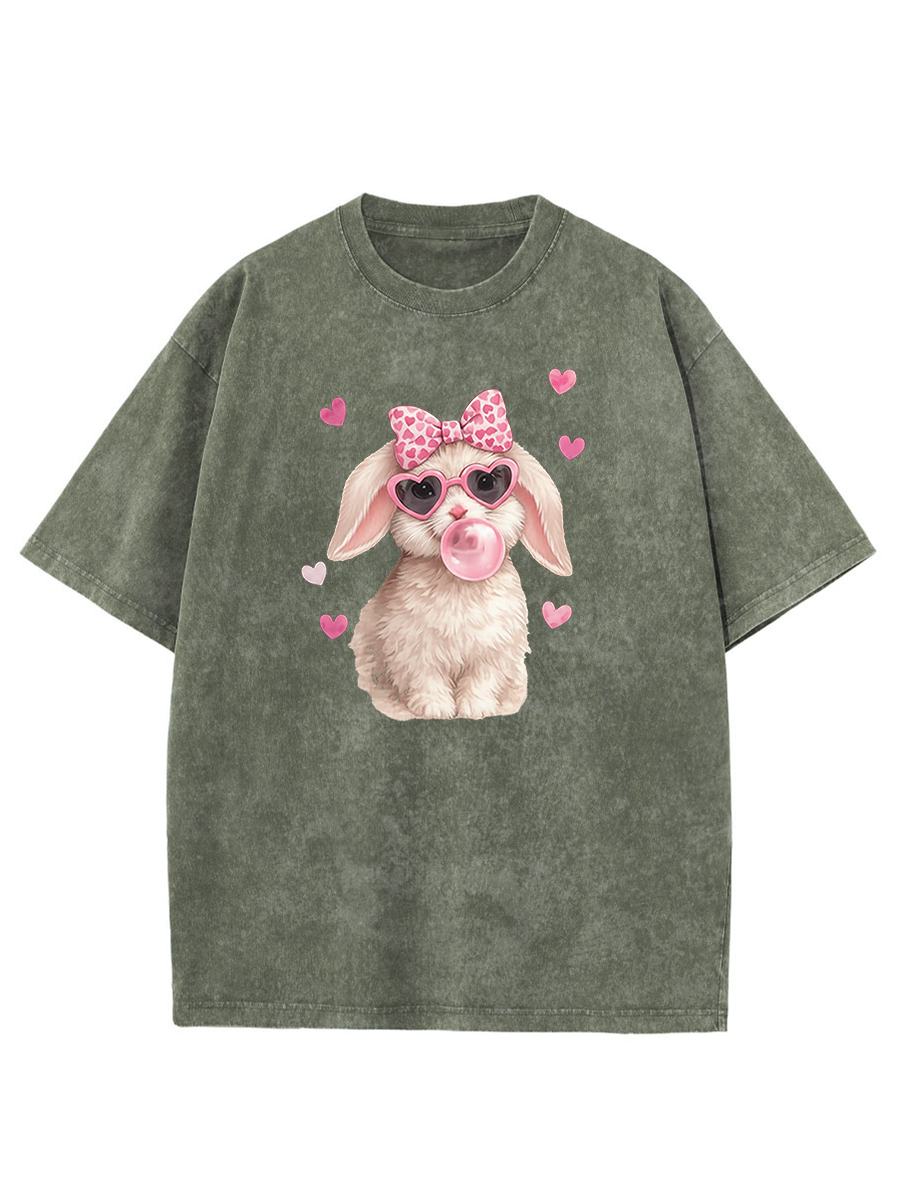Vintage Easter Cute Bunny Washed T-Shirt