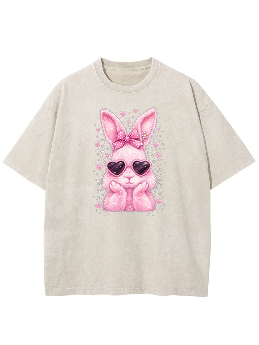 Vintage Cute Easter Bunny Washed T-Shirt