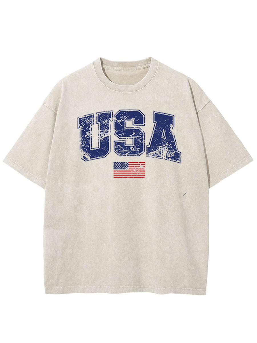 Vintage Retro Usa Washed T-Shirt