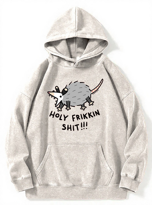 Vintage Funny Possum Holy Frikkin Wasted Washed Hoodie