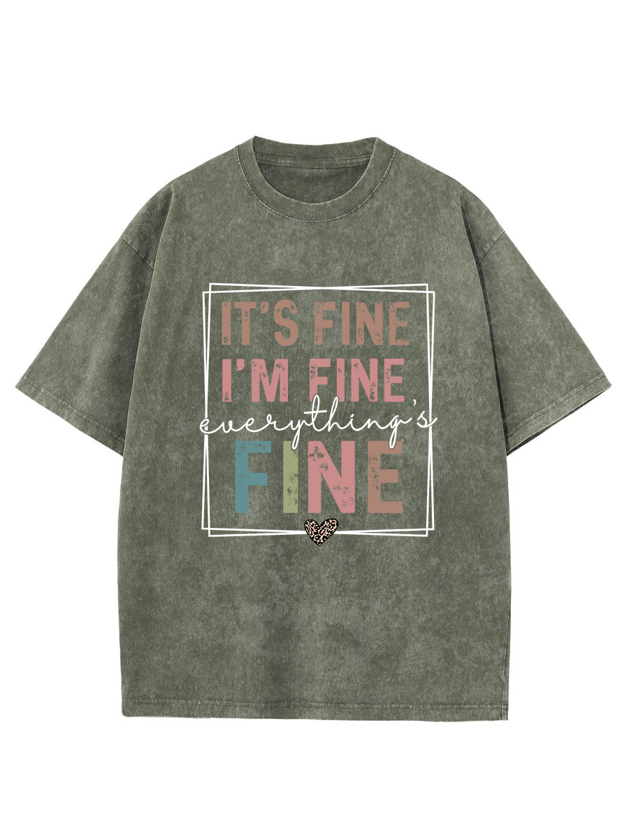 Plus Size Everything Is Fine Washed T-Shirt