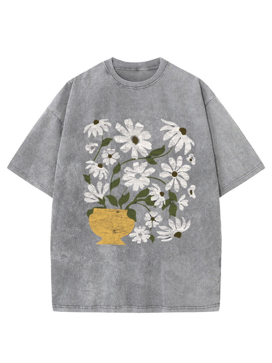 Vintage Daisies Flowers Washed T-Shirt