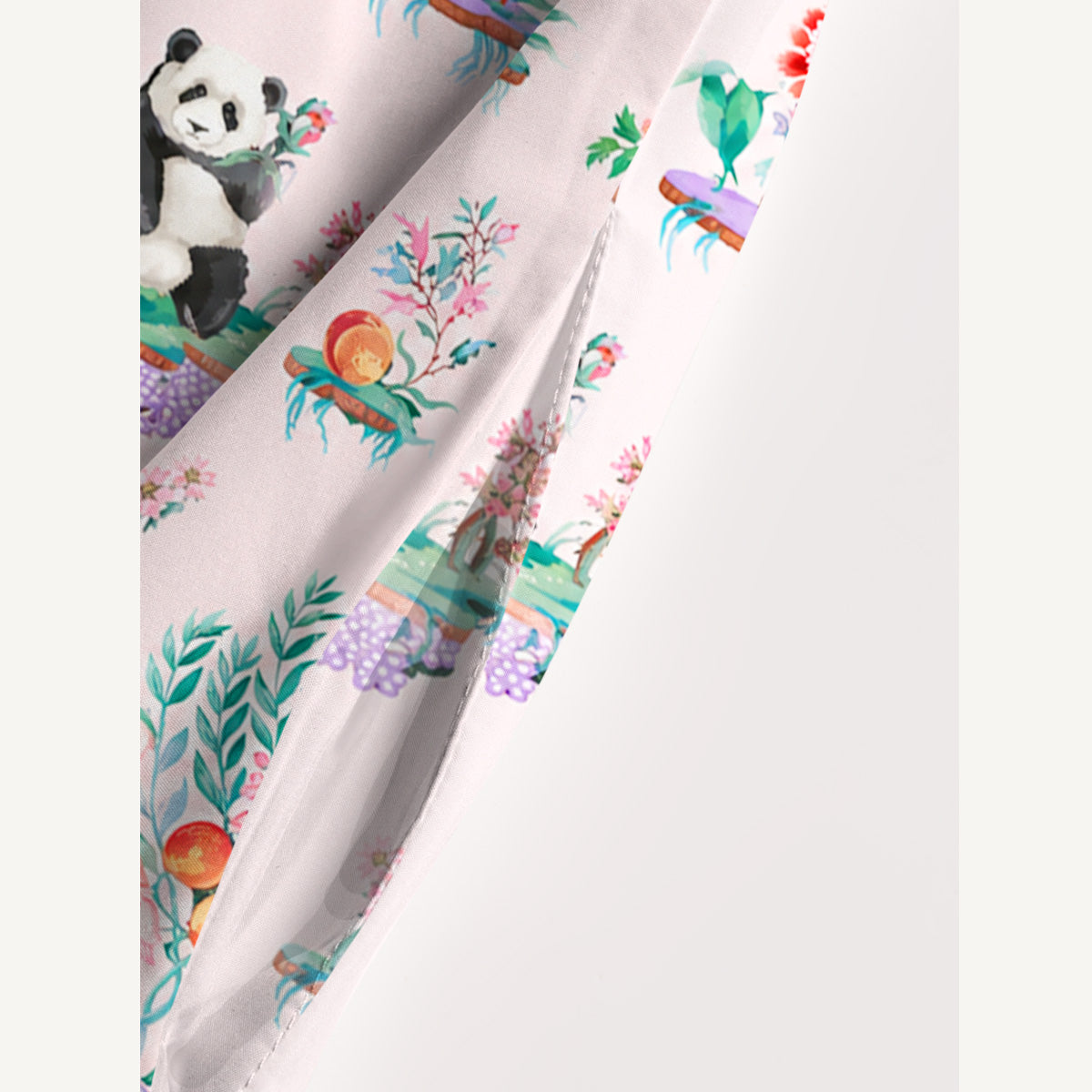 Panda Garden Print Wide Straps Maxi Dress With Pockets