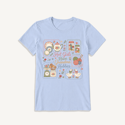 Grandma Hobbies Craft Cottage Print Crew Neck Cotton Tee