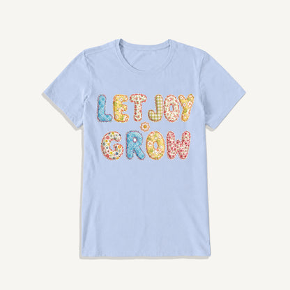 Let Joy Grow Patchwork Print Crew Neck Cotton Tee