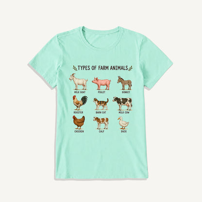 Farm Animal Guide Print Crew Neck Cotton Tee