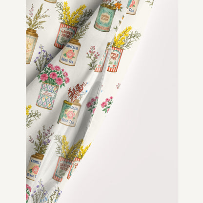 Vintage Tea Cans Print Wide Straps Maxi Dress With Pockets
