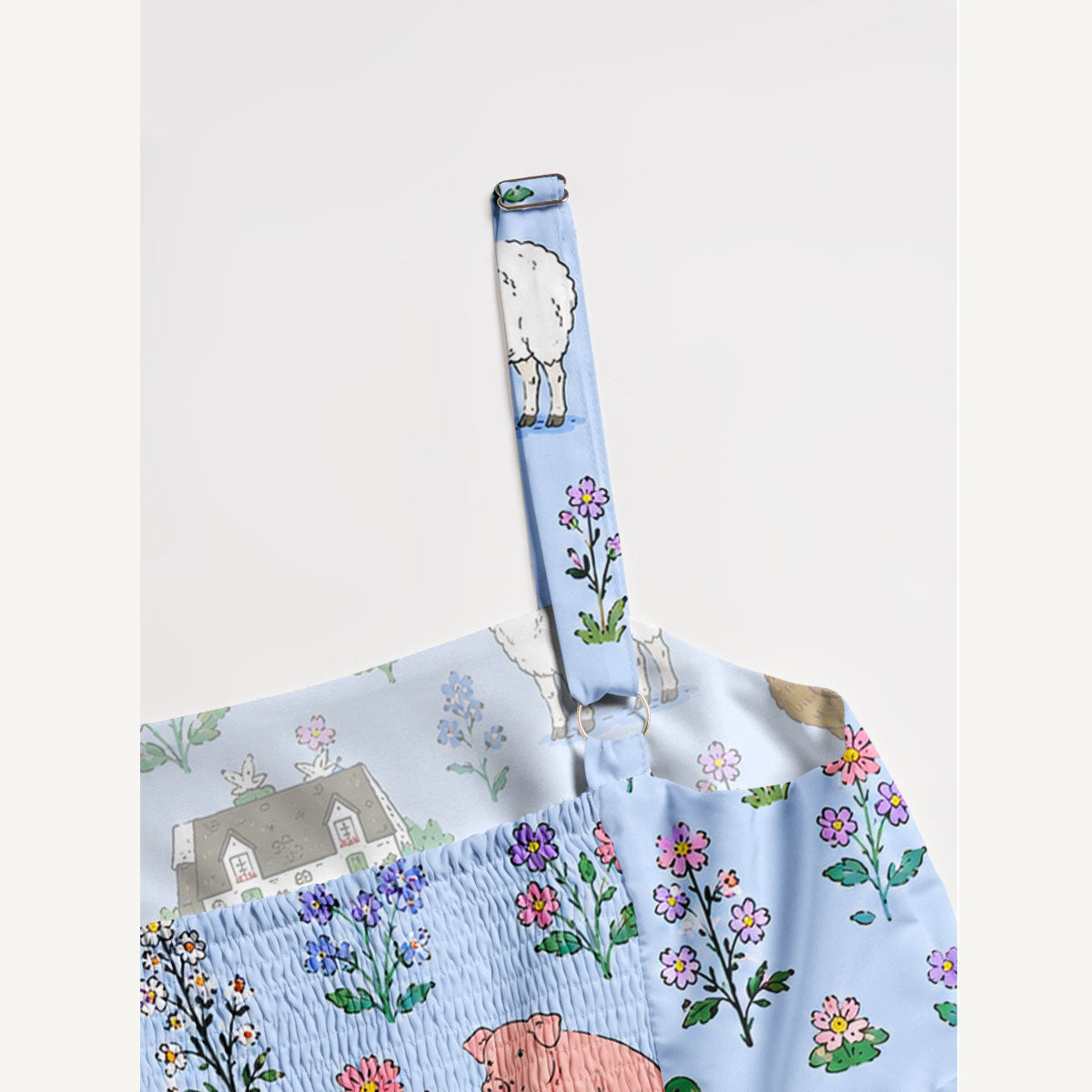Sunny Farm Blossom Meadow Print Wide Straps Maxi Dress With Pockets