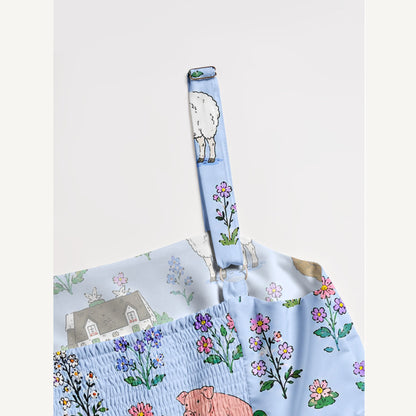 Sunny Farm Blossom Meadow Print Wide Straps Maxi Dress With Pockets