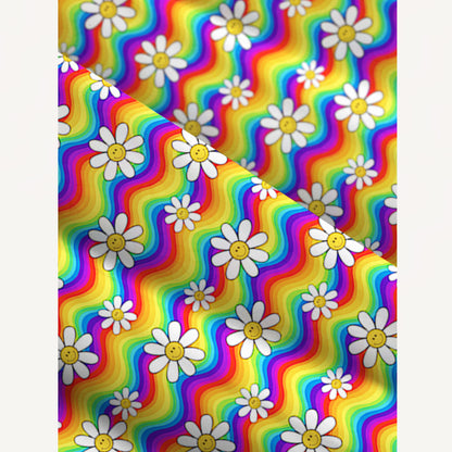 Rainbow Floral Print Wide Straps Maxi Dress With Pockets