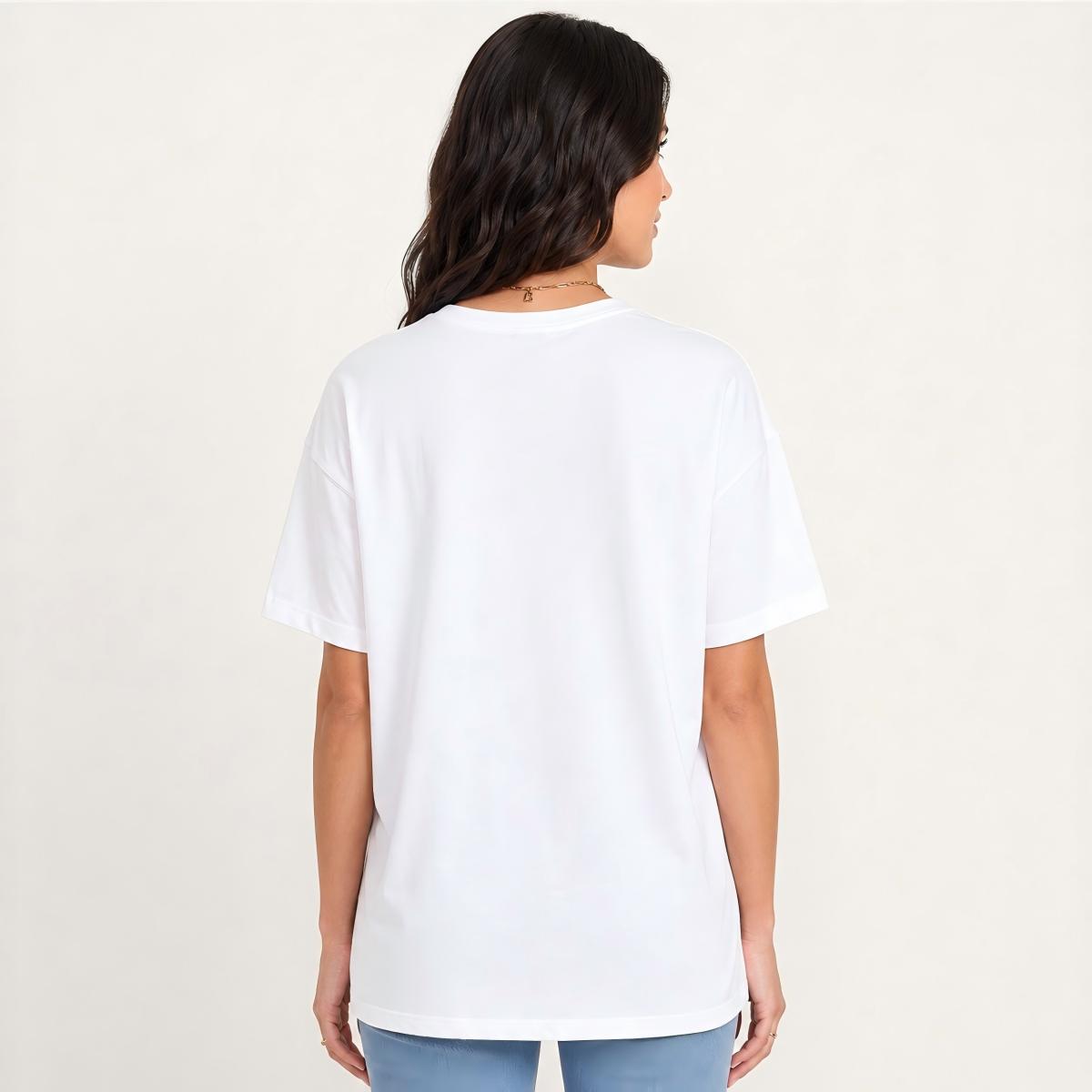 Floral Kitty Days Print Crew Neck Cotton Tee