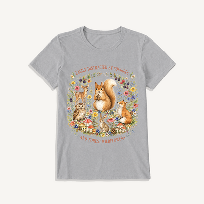 Woodland Wildflower Tales Print Crew Neck Cotton Tee