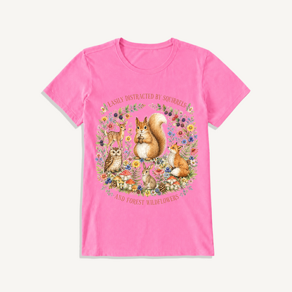 Woodland Wildflower Tales Print Crew Neck Cotton Tee