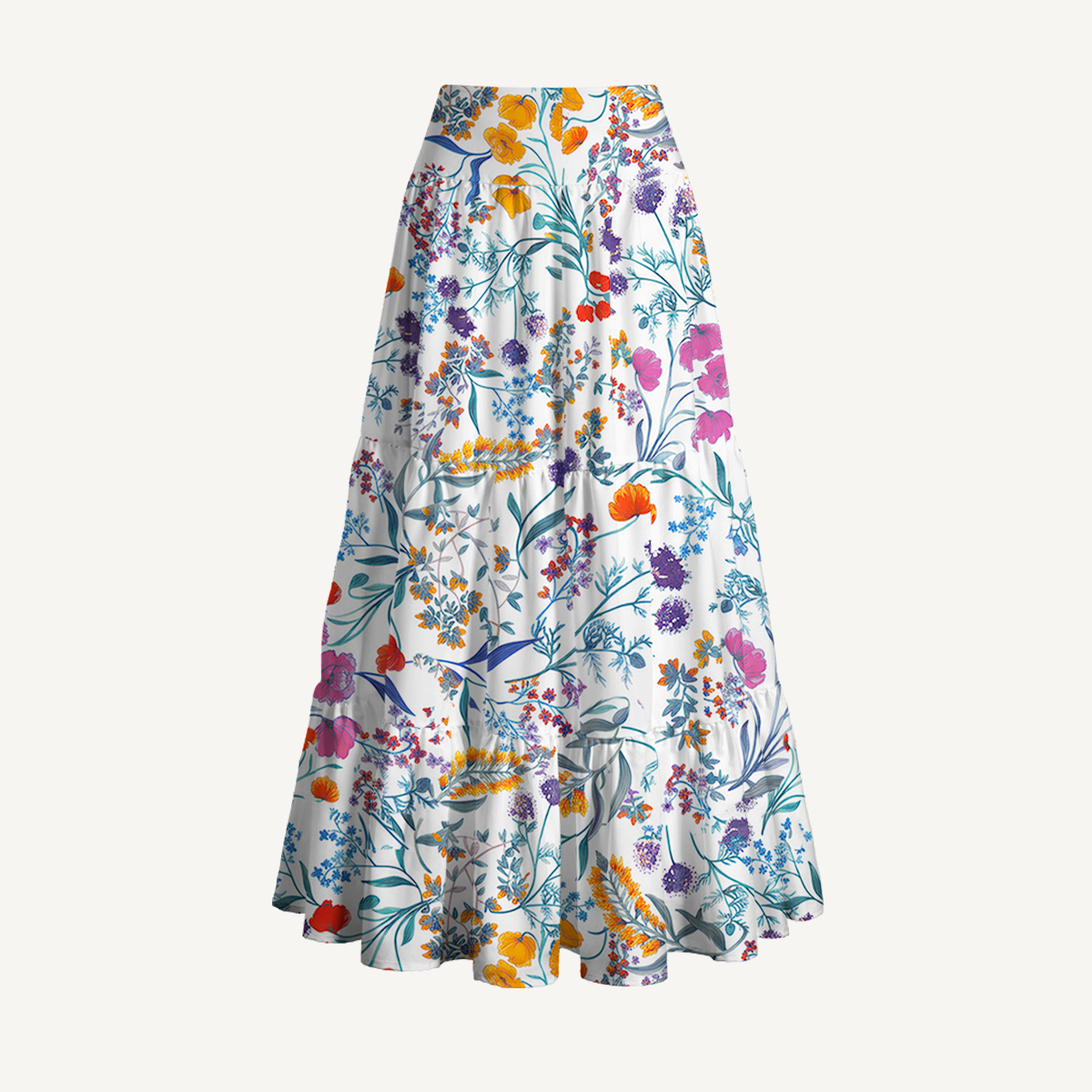 Fiery Meadow Print Convertible Maxi Skirt & Strapless Dress