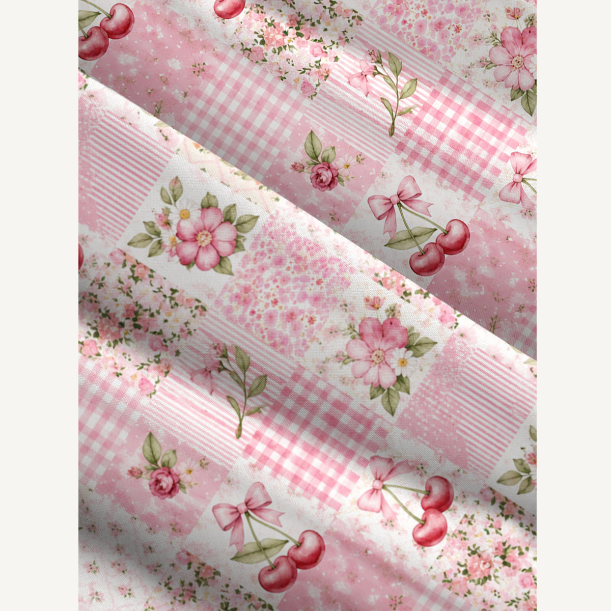 Strawberry Bow Garden Patchwork Print Wide Straps Maxi Dress With Pockets